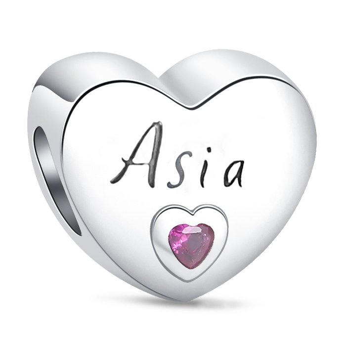 Charms Zawieszka SREBRO 925 koralik do PANDORA Imię Asia Joanna Serce