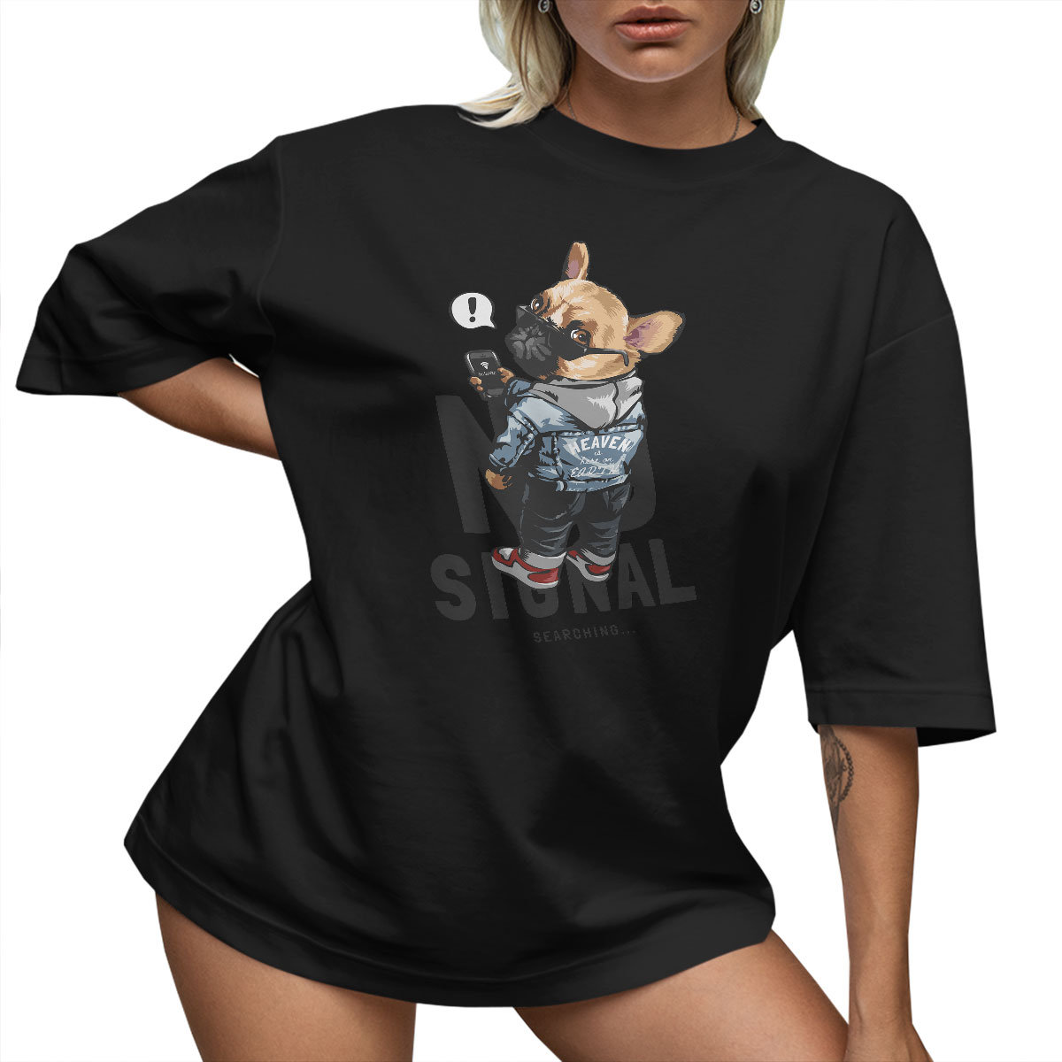 T-SHIRT OVERSIZE LUŹNA KOSZULKA BULDOG L SUKIENKA JAKOŚĆ