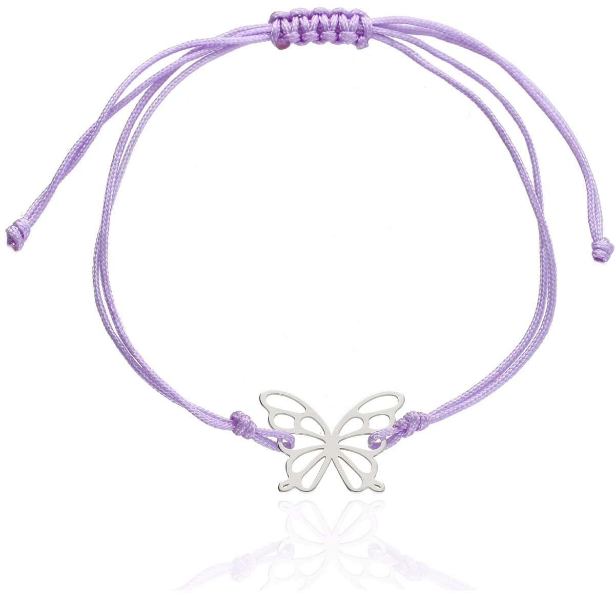 Bransoletka sznurkowa z motylkiem MOTYL motylek srebro 925