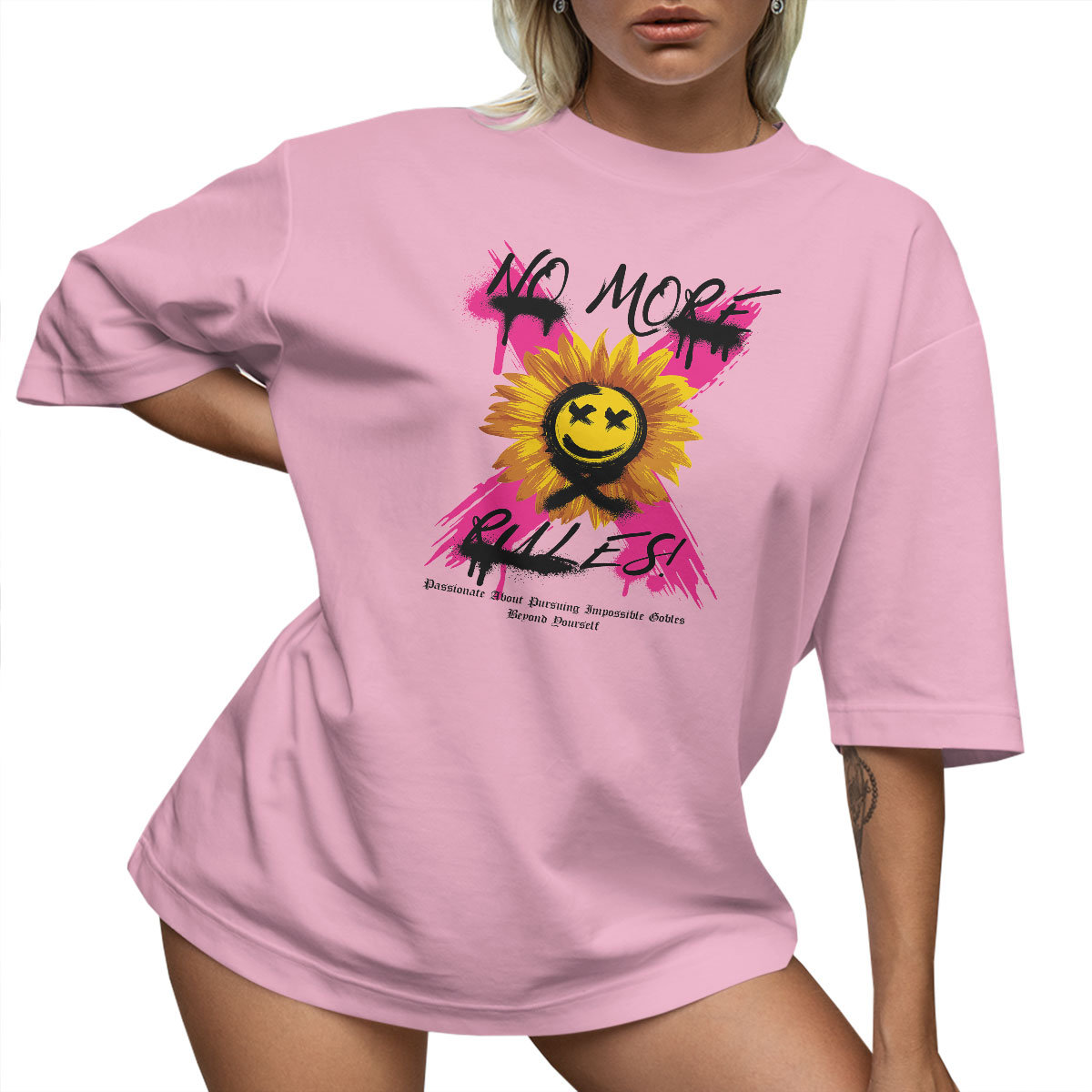 T-SHIRT OVERSIZE LUŹNA KOSZULKA NO MORE RULES XXXL SUKIENKA JAKOŚĆ