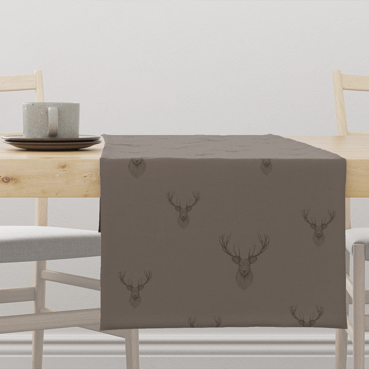 Bieżnik XMAS wzór XM59 | Jelenie na brązowym tle 40 x 220 cm