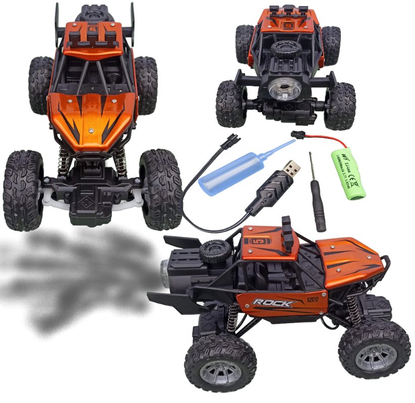 Samochód Zdalnie Sterowany METAL ORANGE generator pary DYMIĄCY DYMI autko auto pomarańczowy 19x13x13