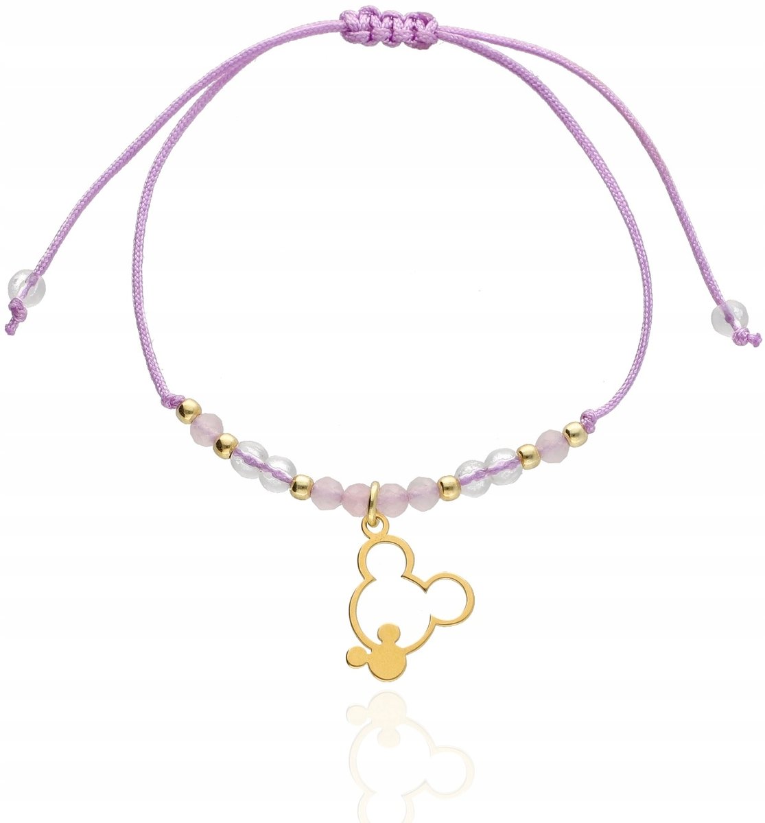 Bransoletka z Myszką Mickey kamienie naturalne kolory dowolna literka 925