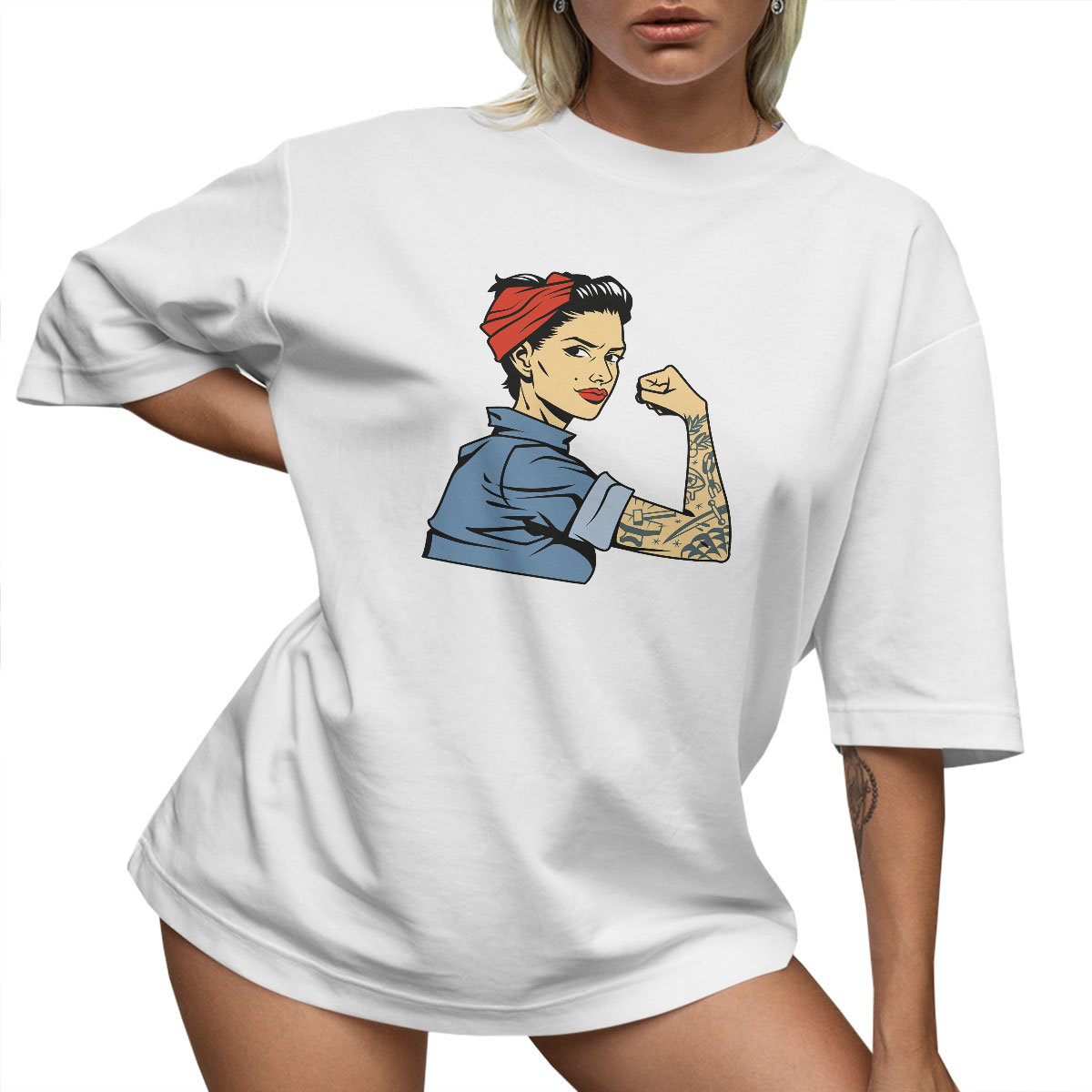 T-SHIRT OVERSIZE LUŹNA KOSZULKA PIN UP BAWEŁNA KRÓTKA L SUKIENKA JAKOŚĆ