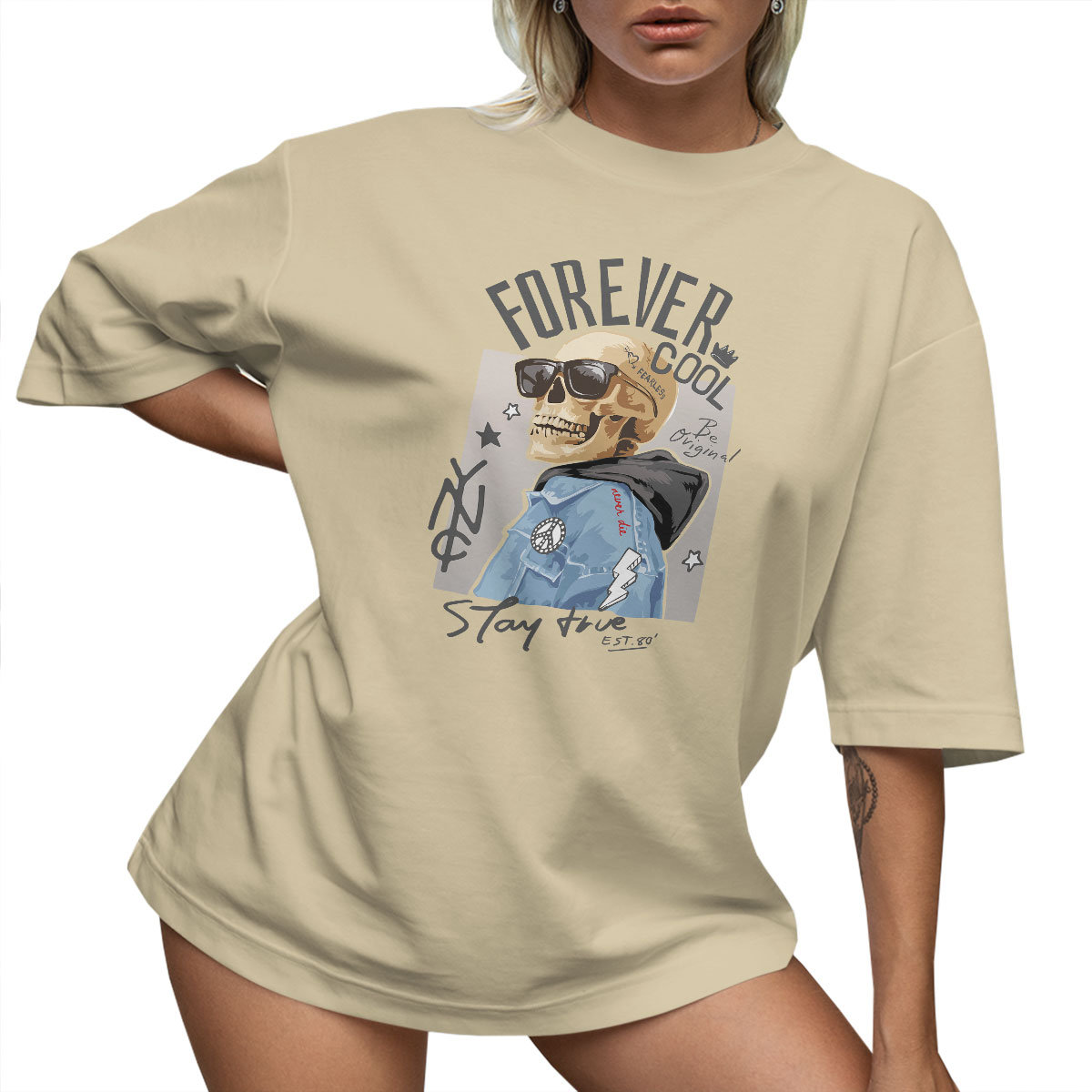 T-SHIRT OVERSIZE LUŹNA KOSZULKA CZASZKA L SUKIENKA JAKOŚĆ