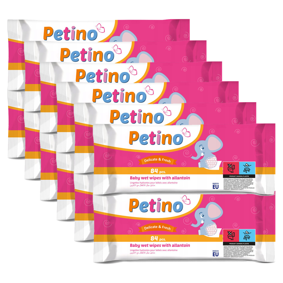 12 X Petino Delicate&Fresh Chusteczki Nawilżane 84Szt