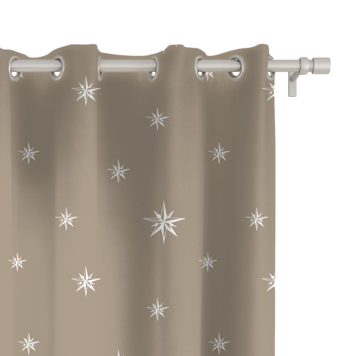 Zasłona XMAS wzór XM61 | Świąteczne gwiazdki na beżowym tle 150 x 230 cm tkanina zaciemniająca