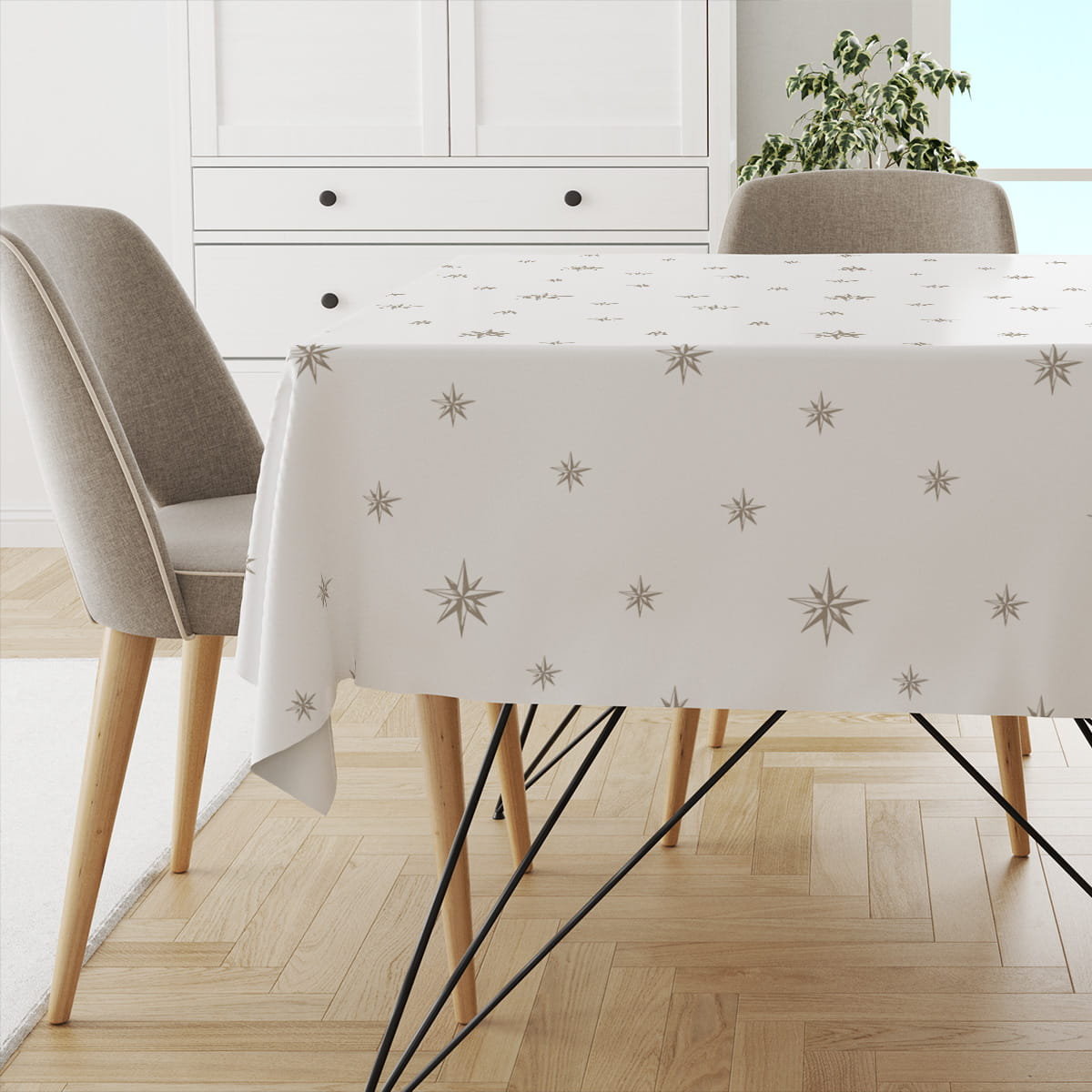 Obrus XMAS wzór XM61 | Świąteczne gwiazdki na białym tle 110 x 160 cm