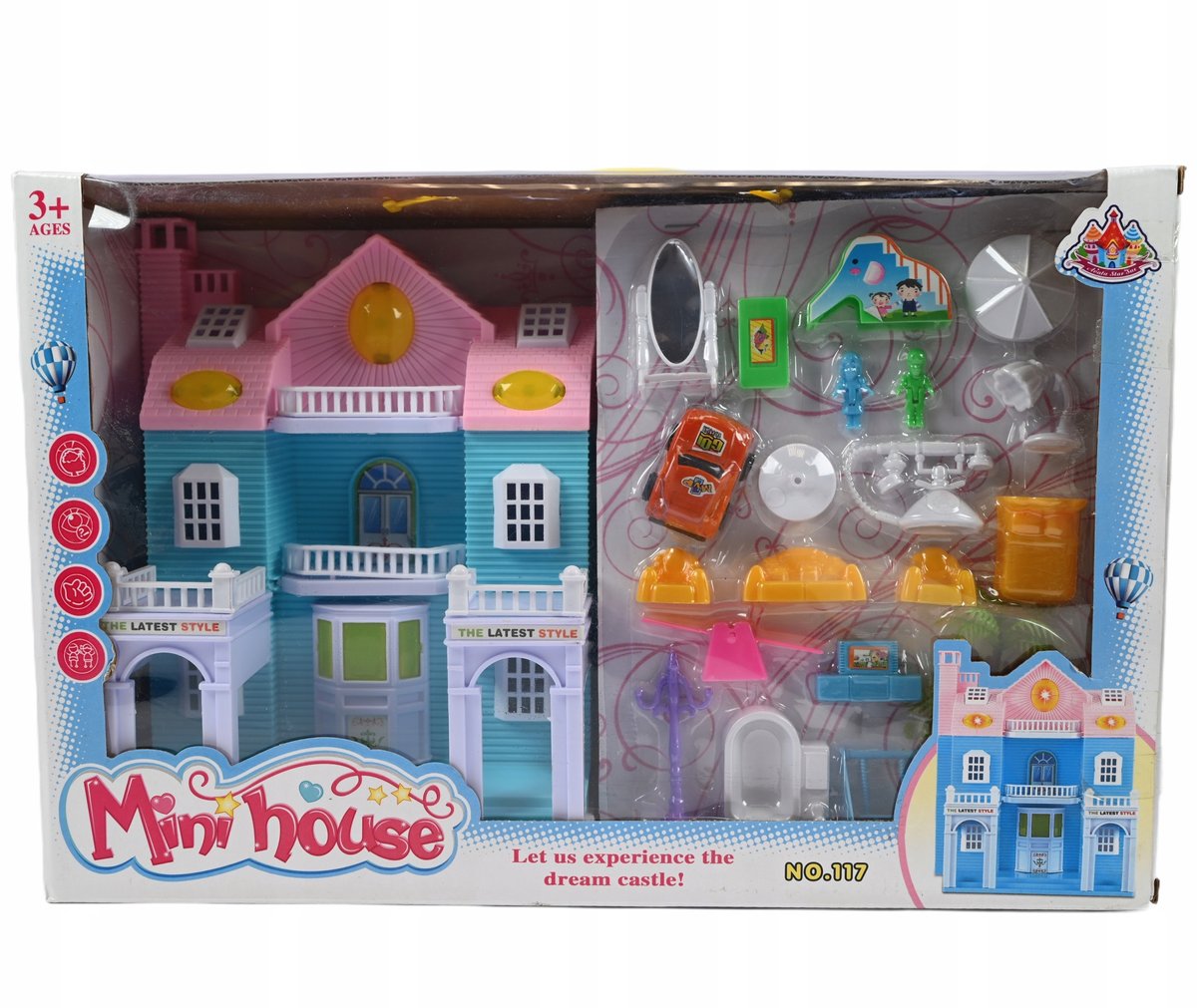 DOMEK DLA LALEK Z MEBLAMI WYPOSAŻENIE DOMU POKOJU MINI FIGURKI RÓŻNE KOLORY