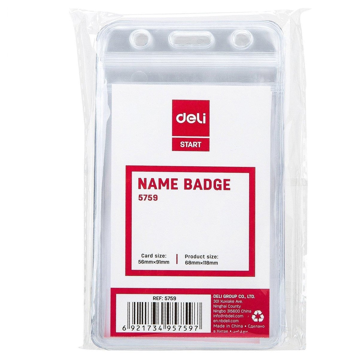 Holder pionowy identyfikator DELI 56x91mm opakowanie 10 sztuk