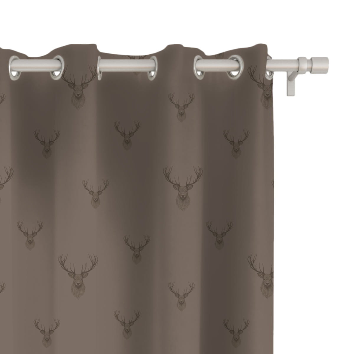 Zasłona XMAS wzór XM59 | Jelenie na brązowym tle 150 x 260 cm tkanina standard