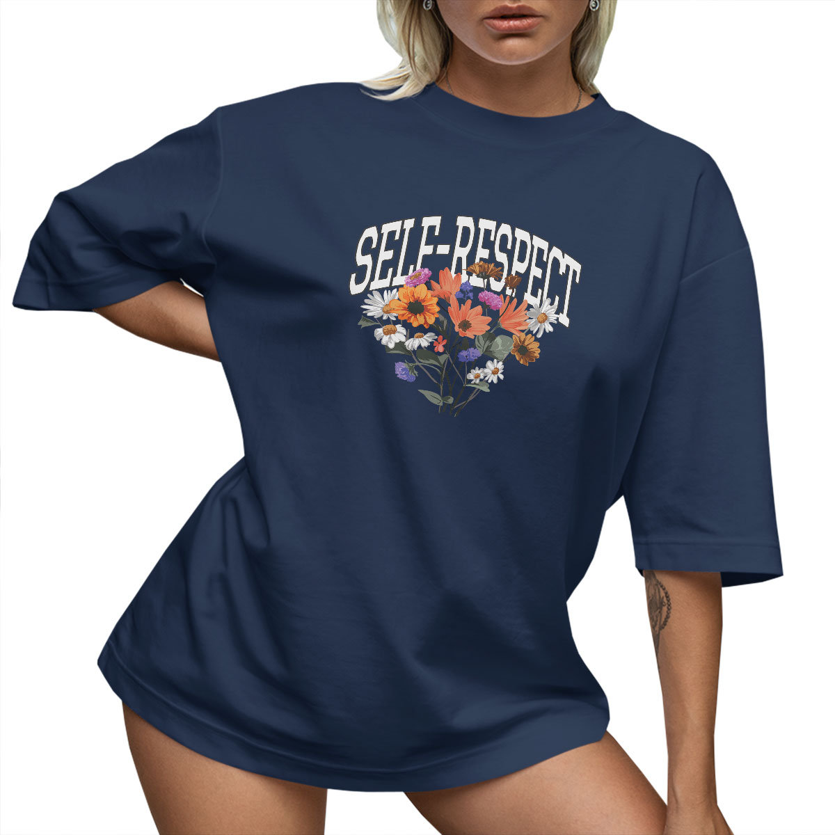 T-SHIRT OVERSIZE LUŹNA KOSZULKA KWIATY BASIC S SUKIENKA JAKOŚĆ