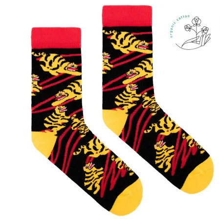 Skarpetki z bawełny organicznej - Tygrysy - KABAK 36-41