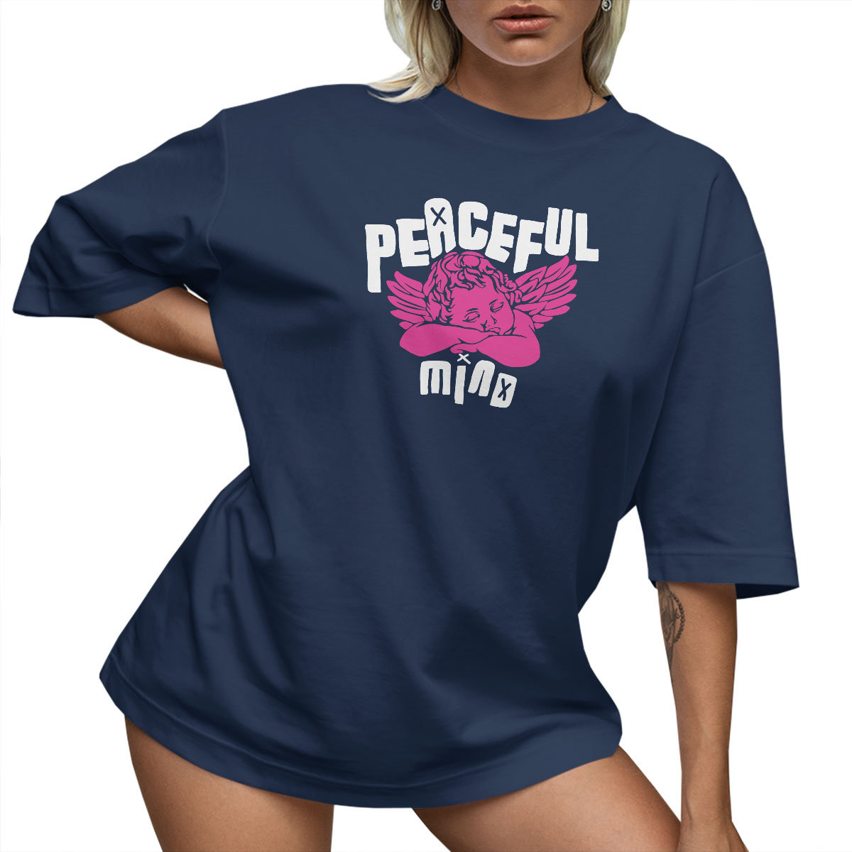 T-SHIRT OVERSIZE LUŹNA KOSZULKA NAPIS ANIOŁ XXL SUKIENKA JAKOŚĆ