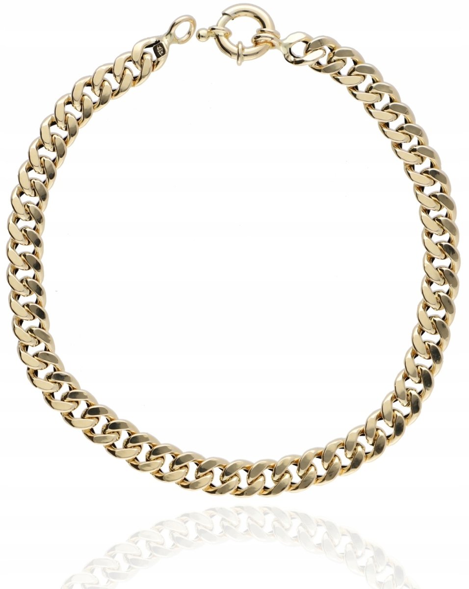 Złota bransoletka 585 dmuchana szeroka pancerka 6 mm żółte złoto 585