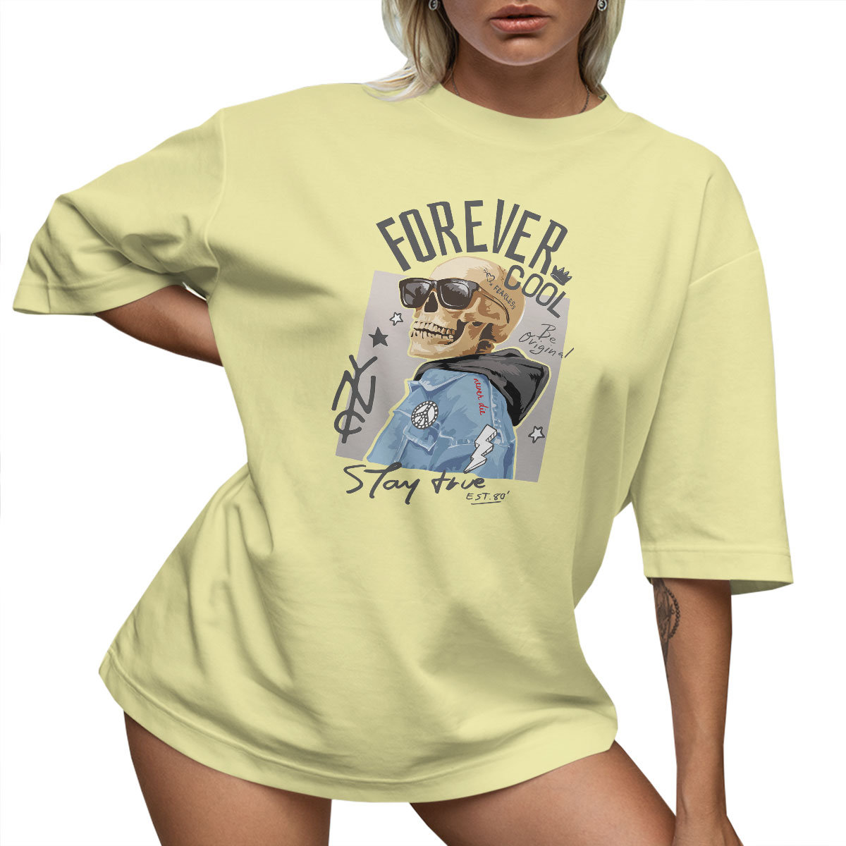 T-SHIRT OVERSIZE LUŹNA KOSZULKA CZASZKA XXL SUKIENKA JAKOŚĆ