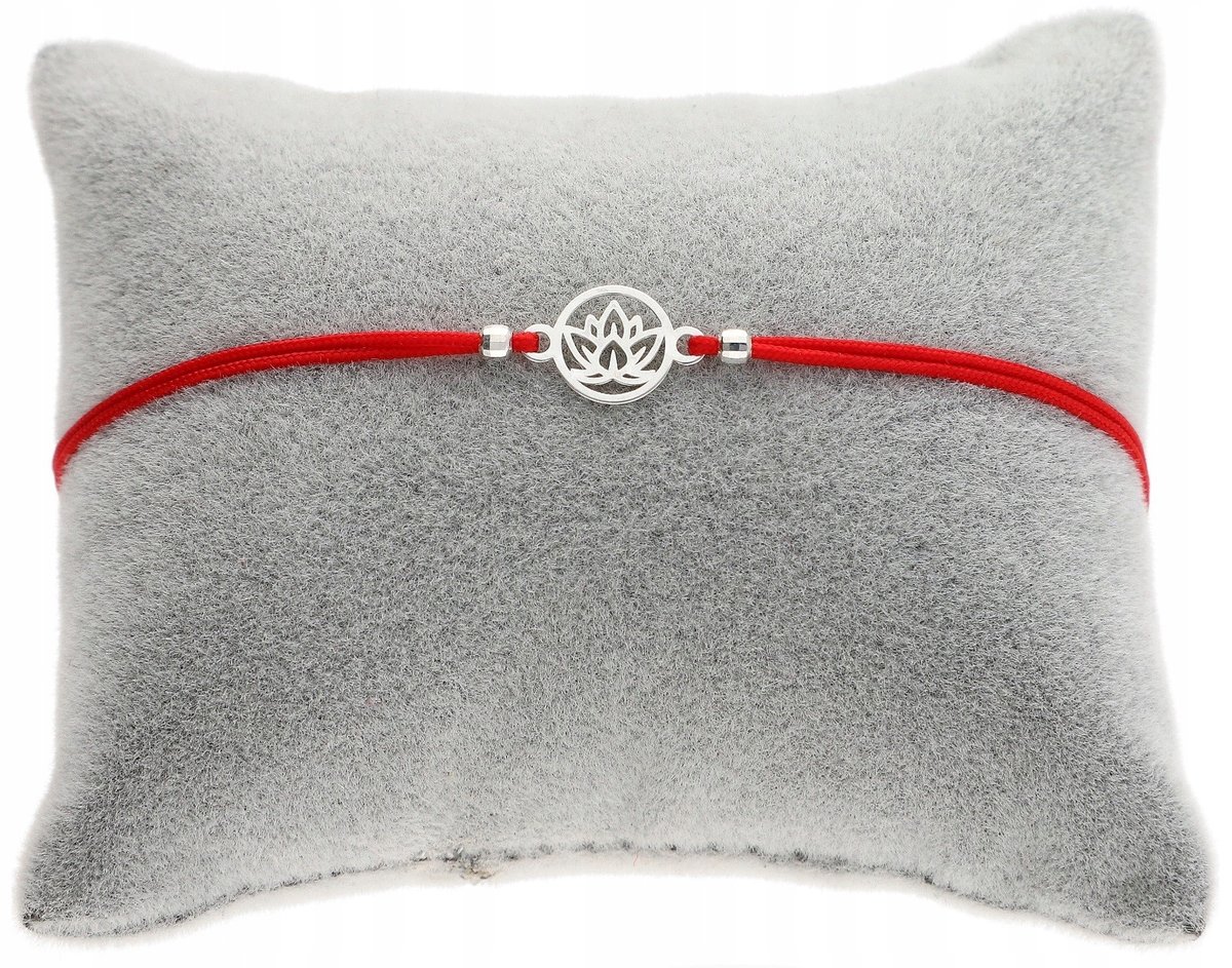 Srebrna Bransoletka sznurkowa kwiat lotosu SREBRO 925