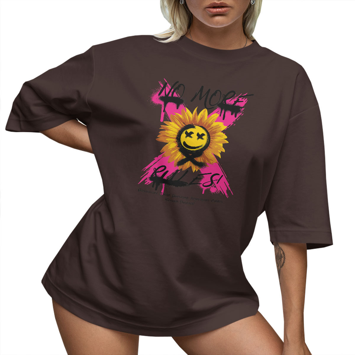 T-SHIRT OVERSIZE LUŹNA KOSZULKA NO MORE RULES XXXL SUKIENKA JAKOŚĆ