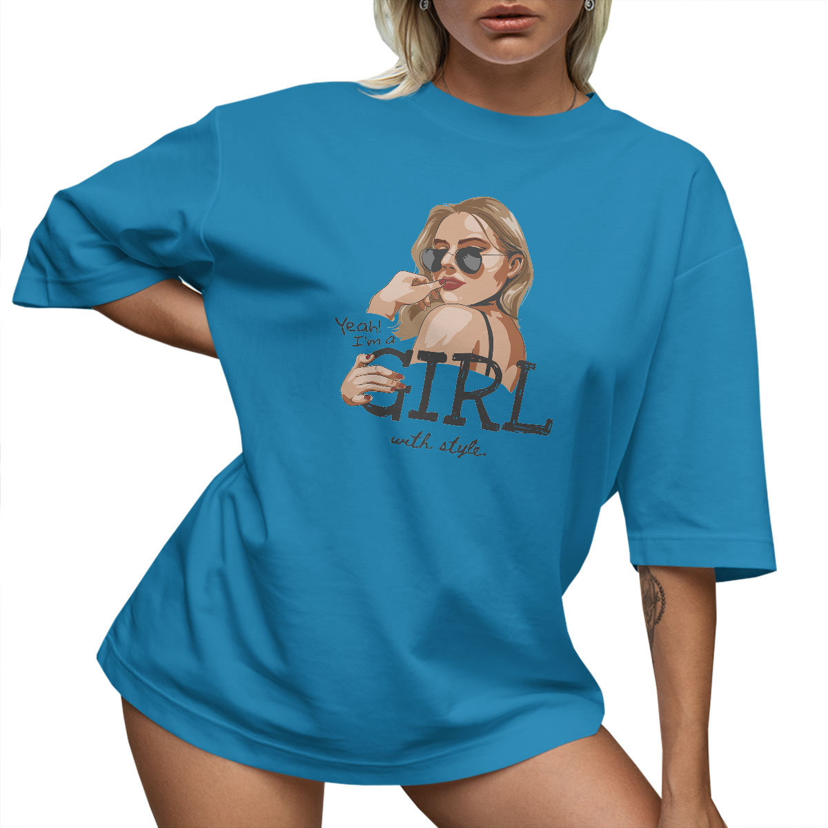 T-SHIRT OVERSIZE LUŹNA KOSZULKA GIRL L SUKIENKA JAKOŚĆ