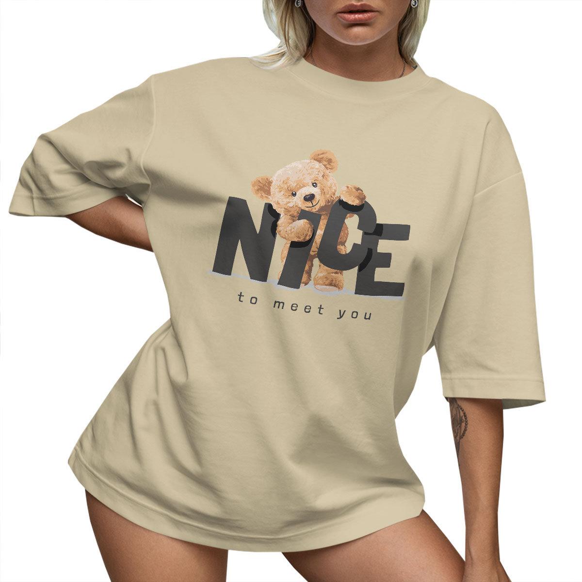 T-SHIRT OVERSIZE LUŹNA KOSZULKA KRÓTKA MIŚ XXL SUKIENKA JAKOŚĆ