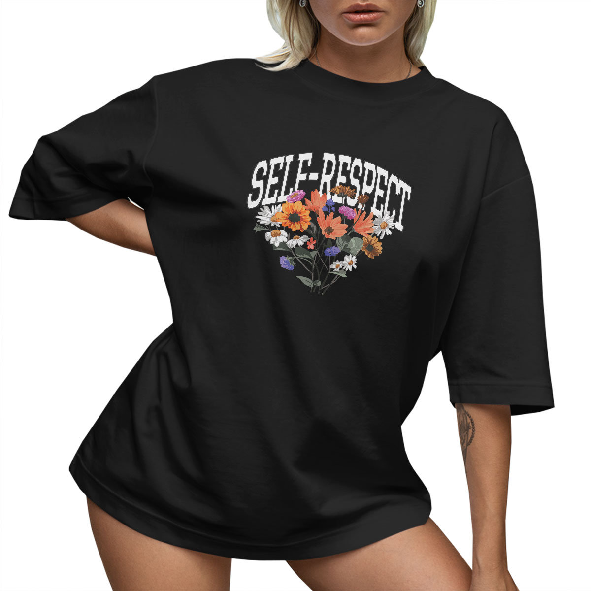 T-SHIRT OVERSIZE LUŹNA KOSZULKA KWIATY BASIC L SUKIENKA JAKOŚĆ