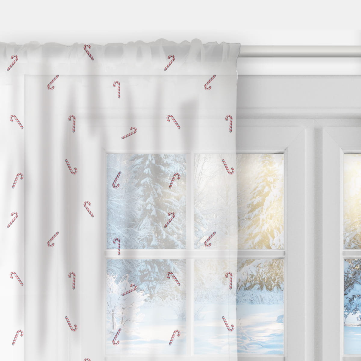 Firana WINTER wzór BN77 | Mini laski świąteczne 140 x 300 cm
