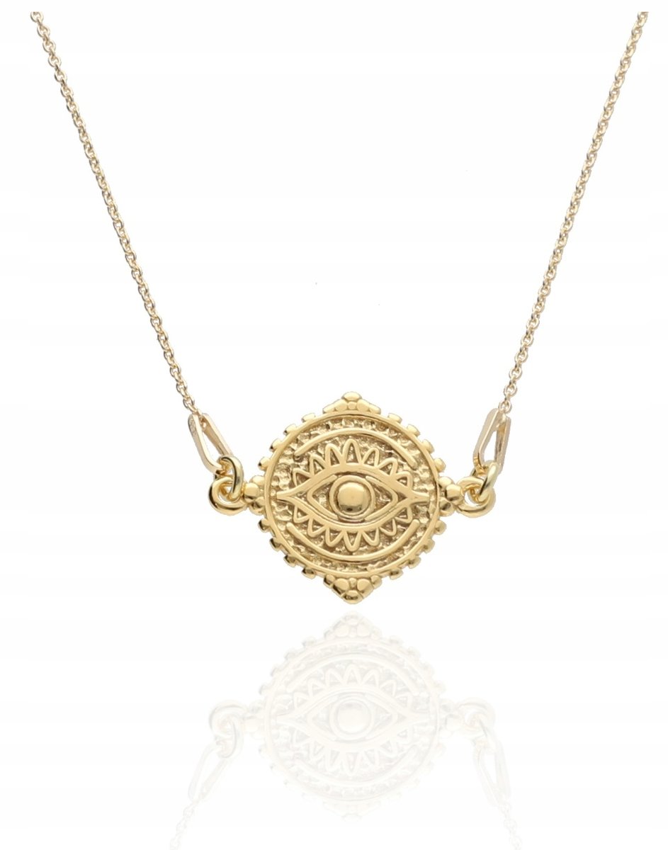 Złoty naszyjnik OKO PROROKA moneta z okiem proroka talizman SREBRO 925