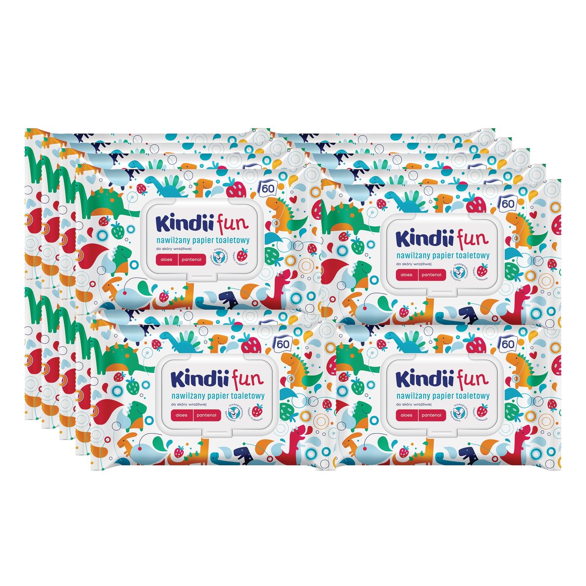 20 X Nawilżany Papier Toaletowy Kindii Fun 60 Szt