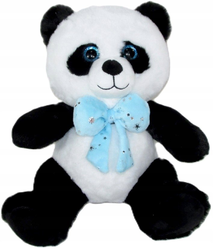 Maskotka Miś Panda z błękitną kokardą - 45cm