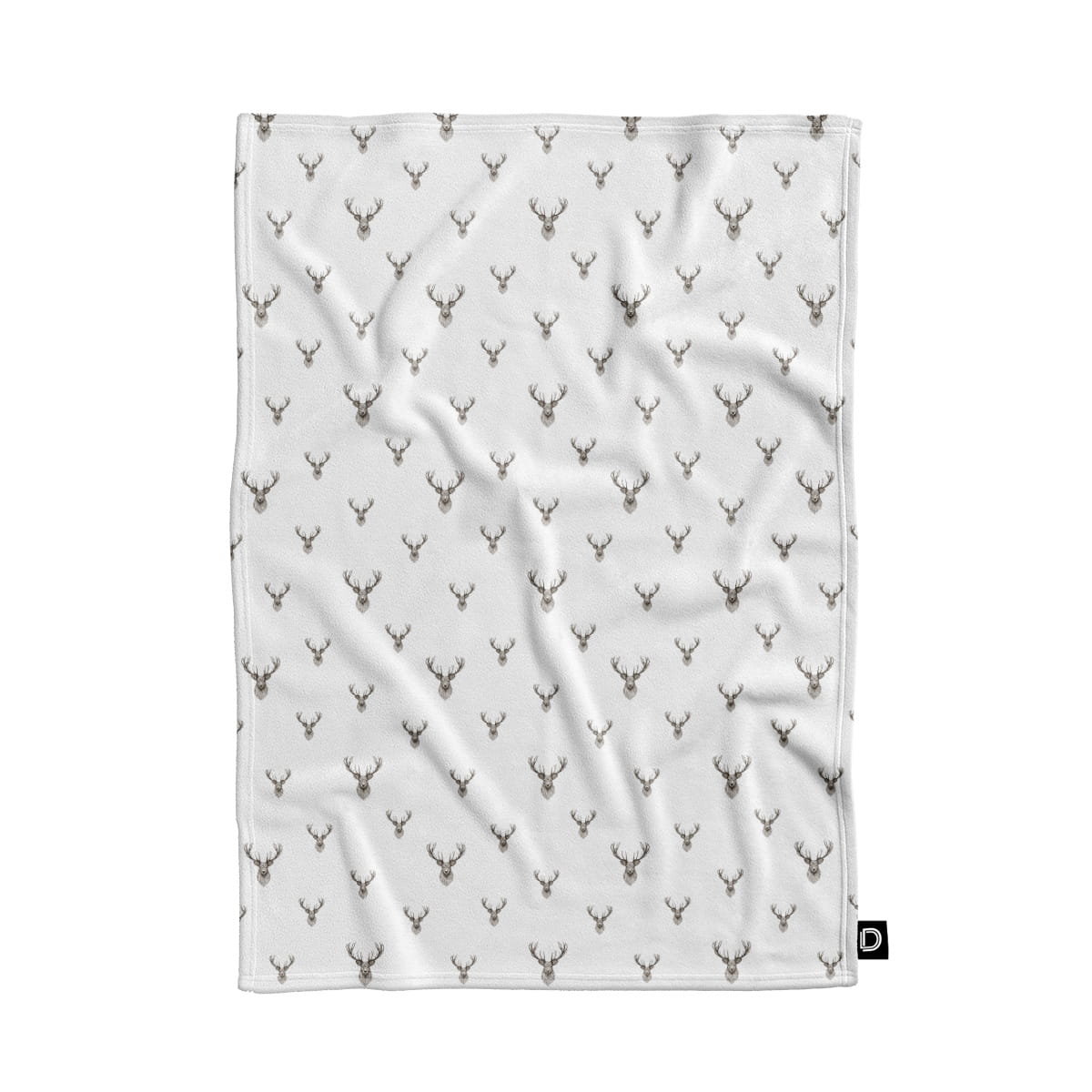 Koc pluszowy XMAS wzór XM59 | Jelenie na białym tle 80 x 60 cm