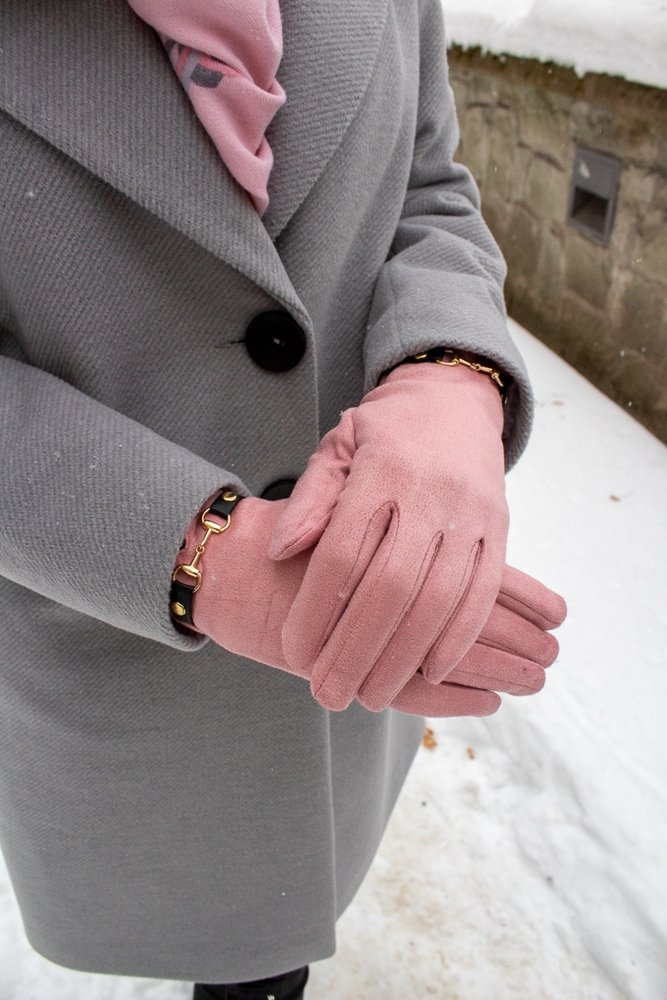 Rękawiczki z palcem do telefonu Pudrowy róż 1