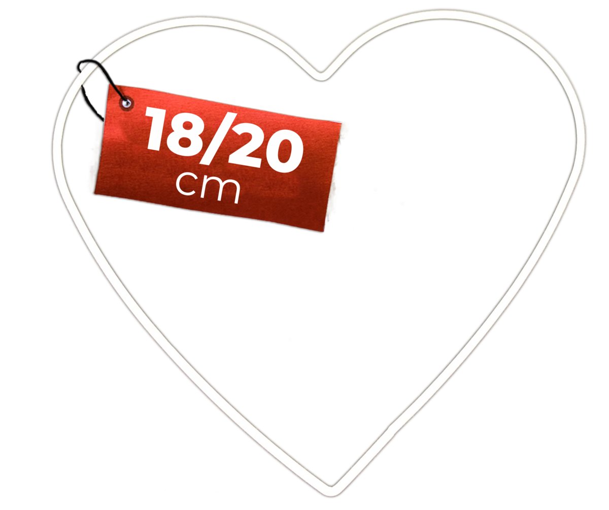 Obręcz metalowa BIAŁE SERCE do makramy 20 cm