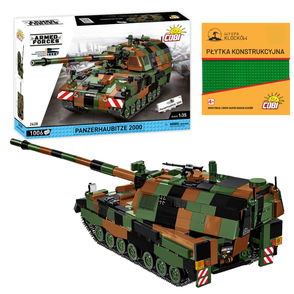 KLOCKI COBI 2628 Czołg PANZERHAUBITZE 2000 Armed Forces 1006El. + PŁYTKA