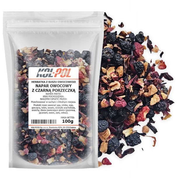 Herbata Owocowa Napar Czarna Porzeczka 100g Naturalna suszona Kol-Pol