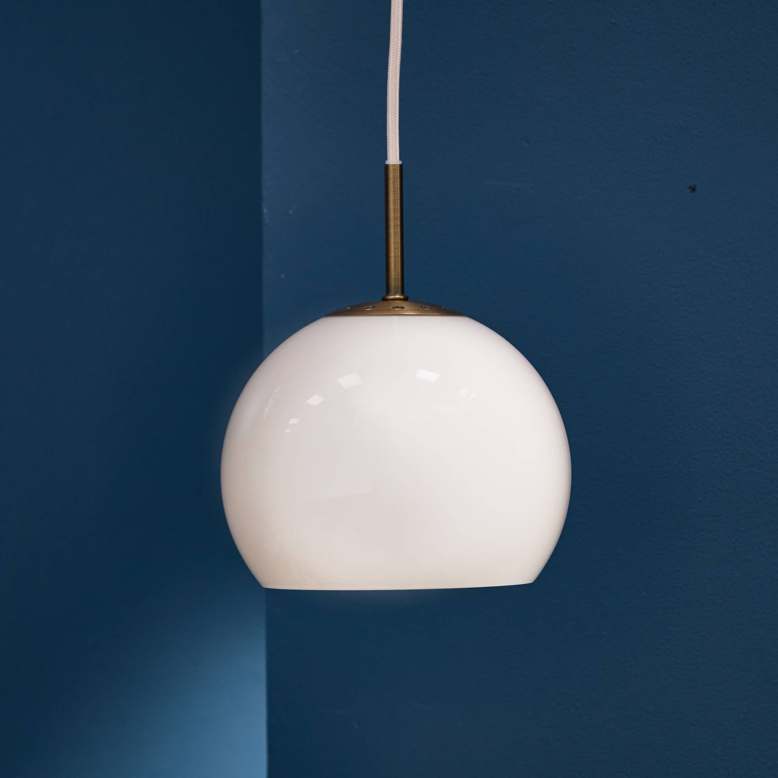 Lampa wisząca FRANDSEN Ball, piaskowy szary, Ø 18 cm, szkło