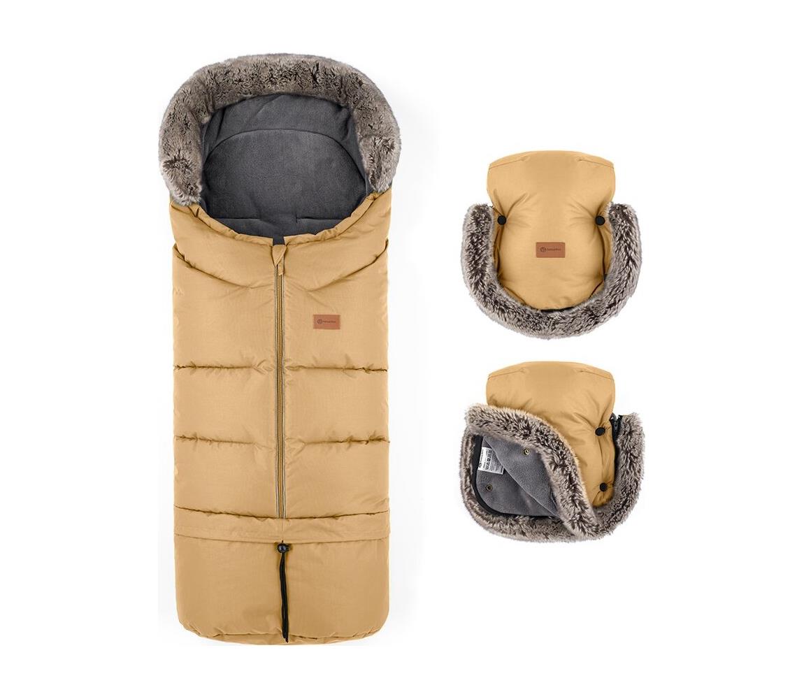 PETITE&MARS -ZESTAW Śpiwór dziecięcy 4 w 1 ARCTIC + mufki na ręce na wózek Elegant Caramel