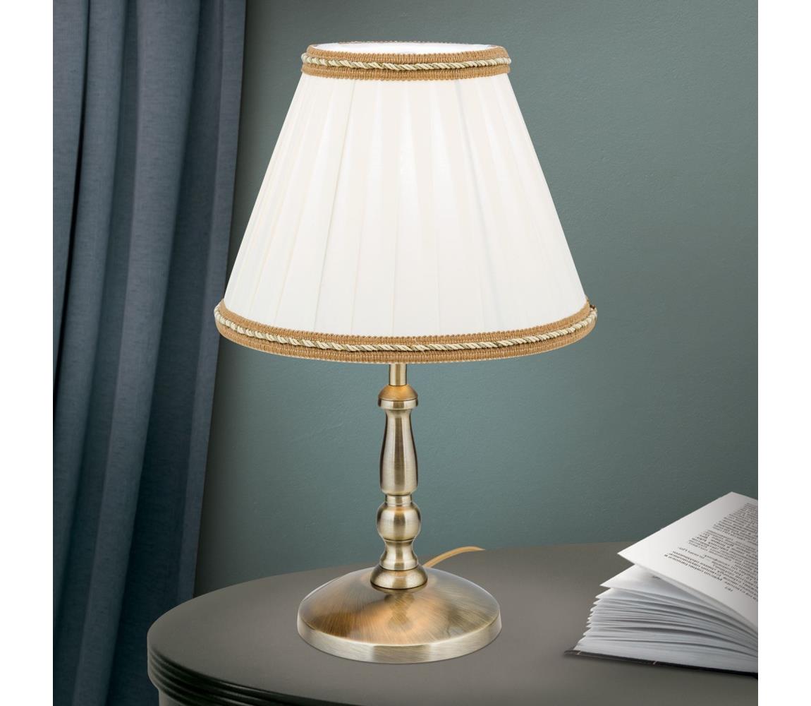 Orion LA 4-1084/1 - Lampa stołowa TONIA 1xE27/60W/230V śr. 25 cm biała/brąz