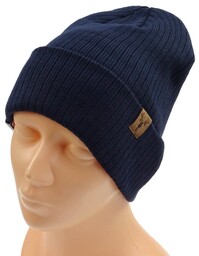 Czapka zimowa męska unisex produkt polski granatowa