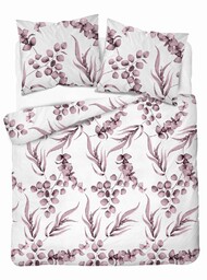 Detexpol Pościel bawełniana 220x200 biała pudrowa liście 5107 B Bawełna 32