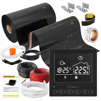 Folia grzewcza na podczerwień MISSION AIR Black Gold PTC 160W/m² (7mb x 50cm) + regulator Taurus Czarny
