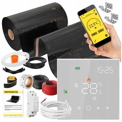 Folia grzewcza na podczerwień MISSION AIR Black Gold PTC 160W/m2 26m² szer. 50cm + regulator Leo Biały Wi-Fi