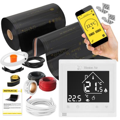 Folia grzewcza na podczerwień MISSION AIR Black Gold PTC 160W/m² (2mb x 50cm) + regulator Libra Biały WiFi