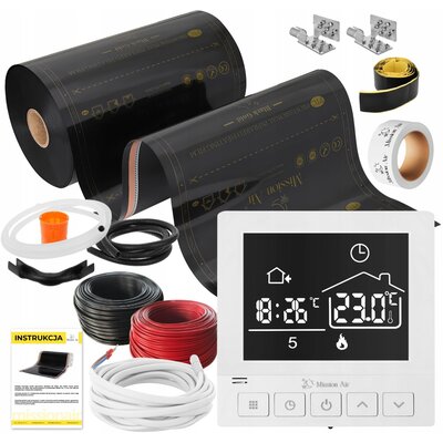 Folia grzewcza na podczerwień MISSION AIR Black Gold PTC 160W/m² (2mb x 50cm) + regulator Taurus Biały