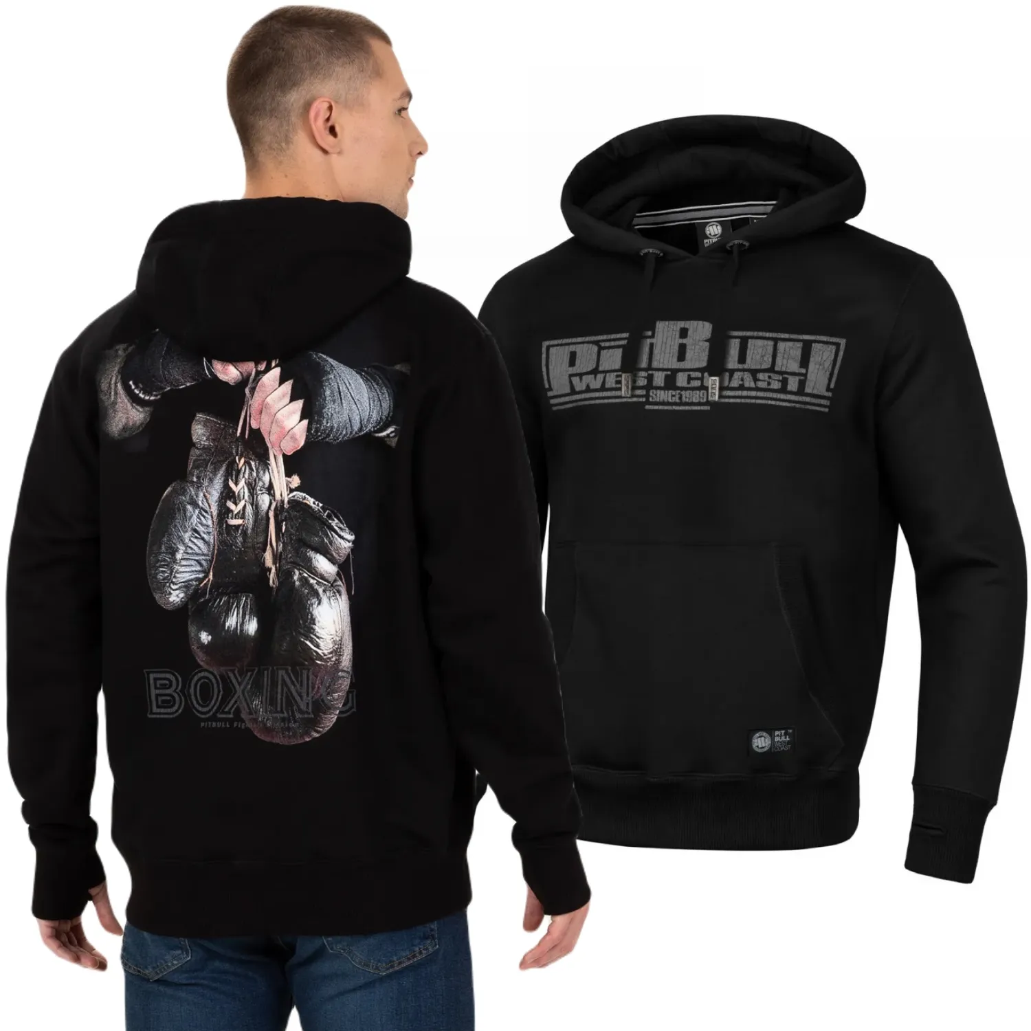 Bluza z kapturem Pit Bull Seria Regular Boxing FD '23 - Czarna