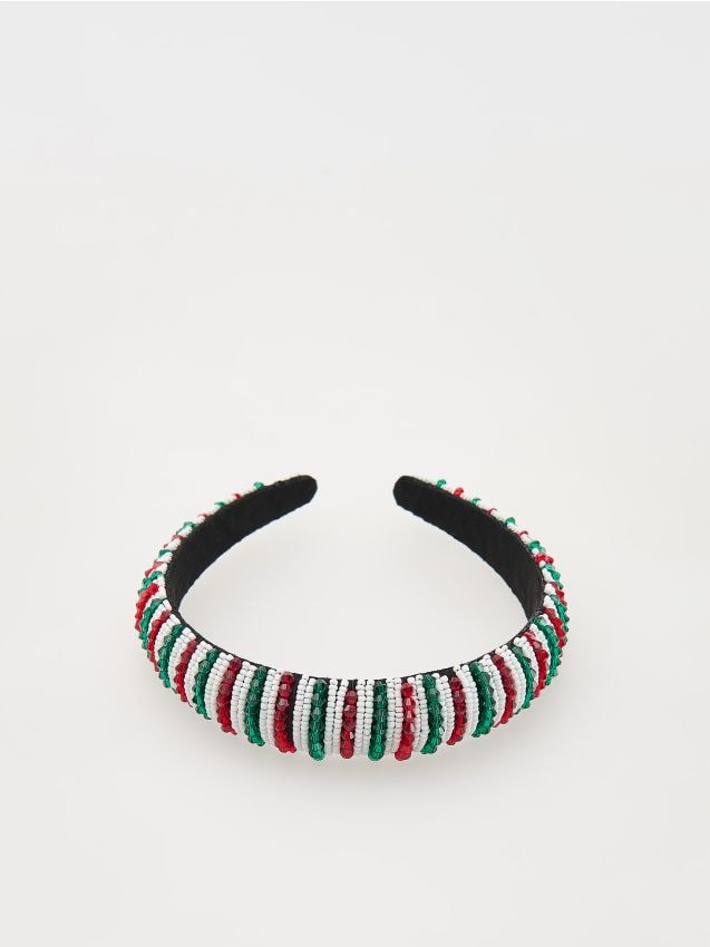 Reserved - Opaska z koralikami - wielobarwny