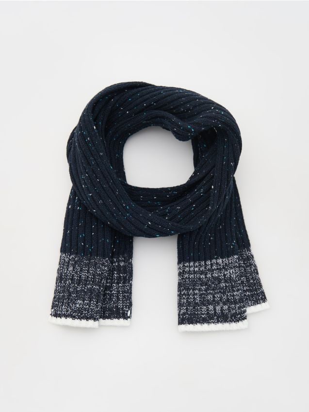 Reserved - Prążkowany szalik - granatowy