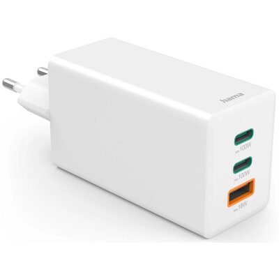 Hama ładowarka sieciowa Mini 100W, PD/QC (2X USB-C, 1X USB-A), biała