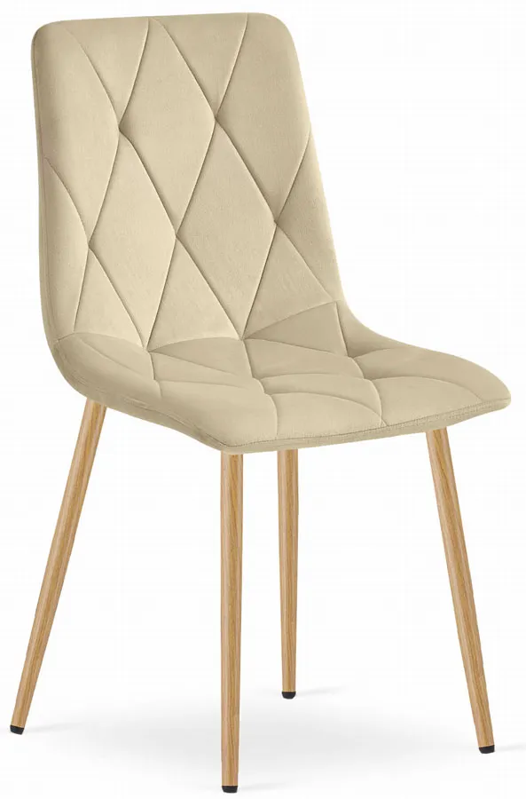 Jasnobeżowe welurowe krzesło kuchenne N0-Z62