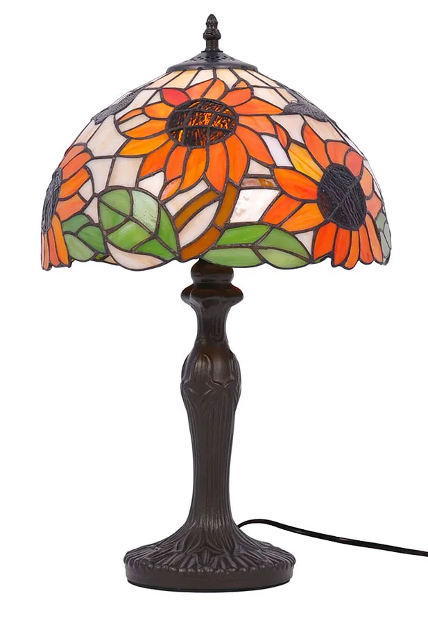 Lampa stołowa szklana z kloszem w słoneczniki - A660 L8-W06