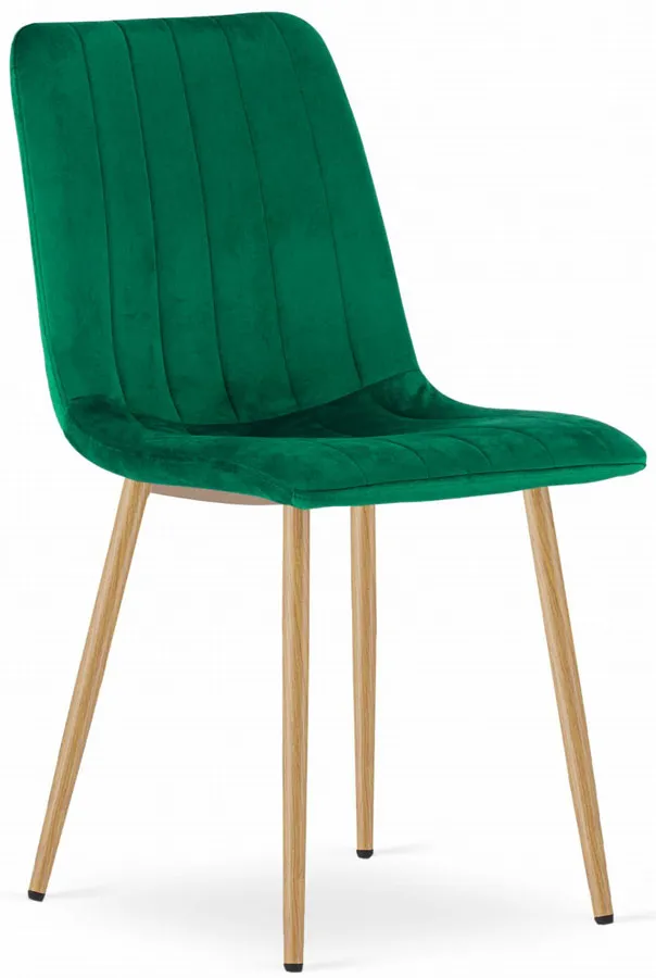 Komplet 4 Ciemnozielonych Krzeseł Welurowych C9-A58